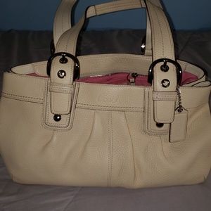 Cream leather coach bag